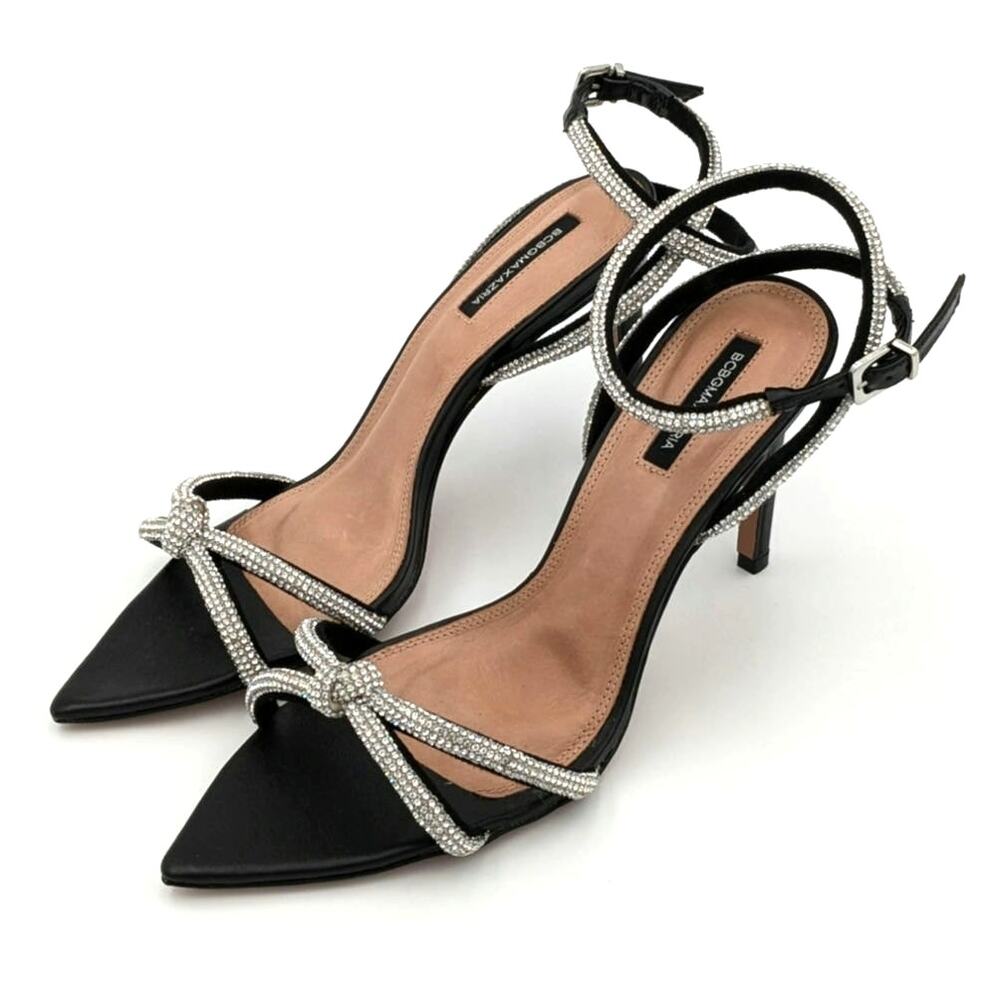 Sergio Rossi Black Crystal-Embellished Pointed Toe Sandals